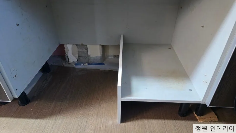 칠곡 석적읍 드리미 수납장 개조 한솔솔파크강변 800mm 하부장을 나눠 쓴 현장 현장 사진 4