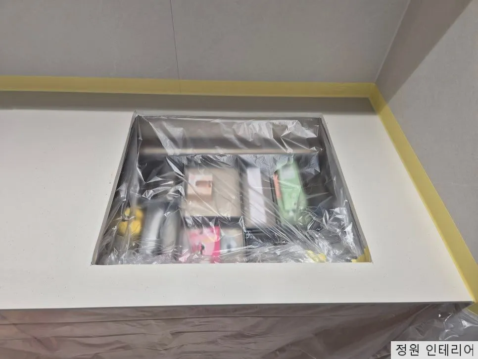 부산 싱크대 상판 대리석 주방uv코팅 , 동래구 온천반도보라스카이뷰 현장 사진 11